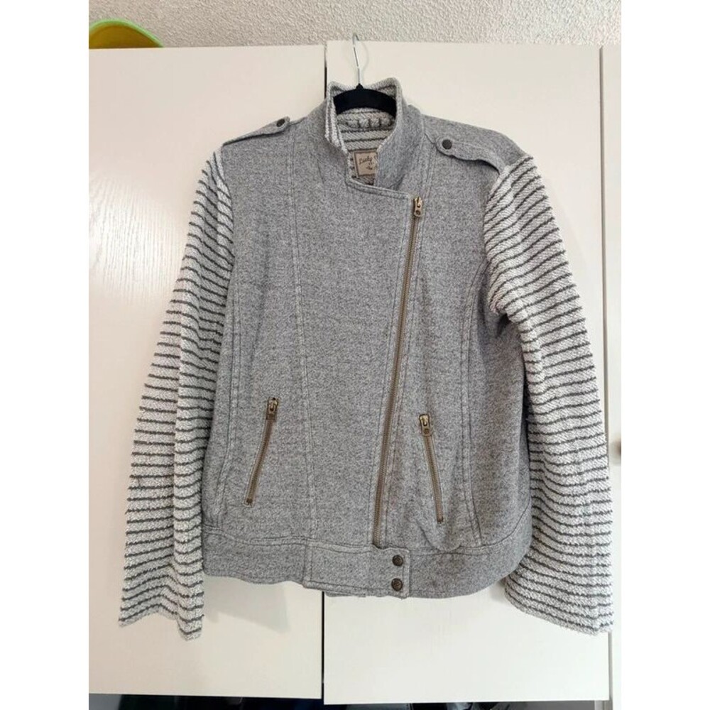 Lucky Brand Grey Asymmetrical Moto Jacket Knit Cardigan M